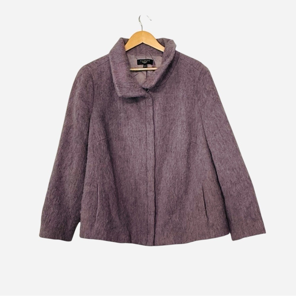 Talbots Jacket Wool Alpaca‎ Mohair Blazer Coat Purple Warm Full Zip size 16 W